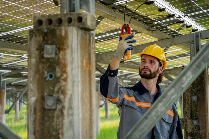 Electrical engineer on solar farm